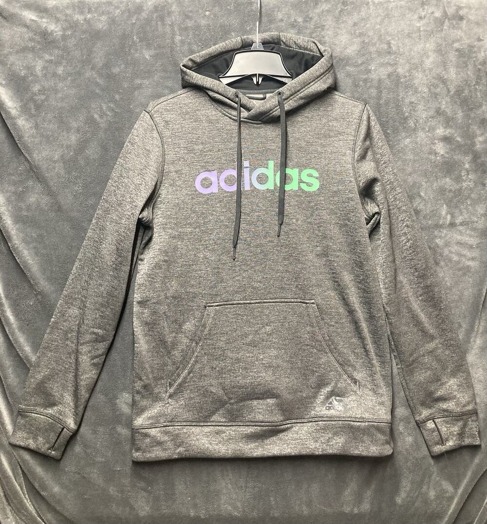 Adidas Climawarm Hoodie Woman M Grey Ombré Spell Out Streetwear Gorpcore Active